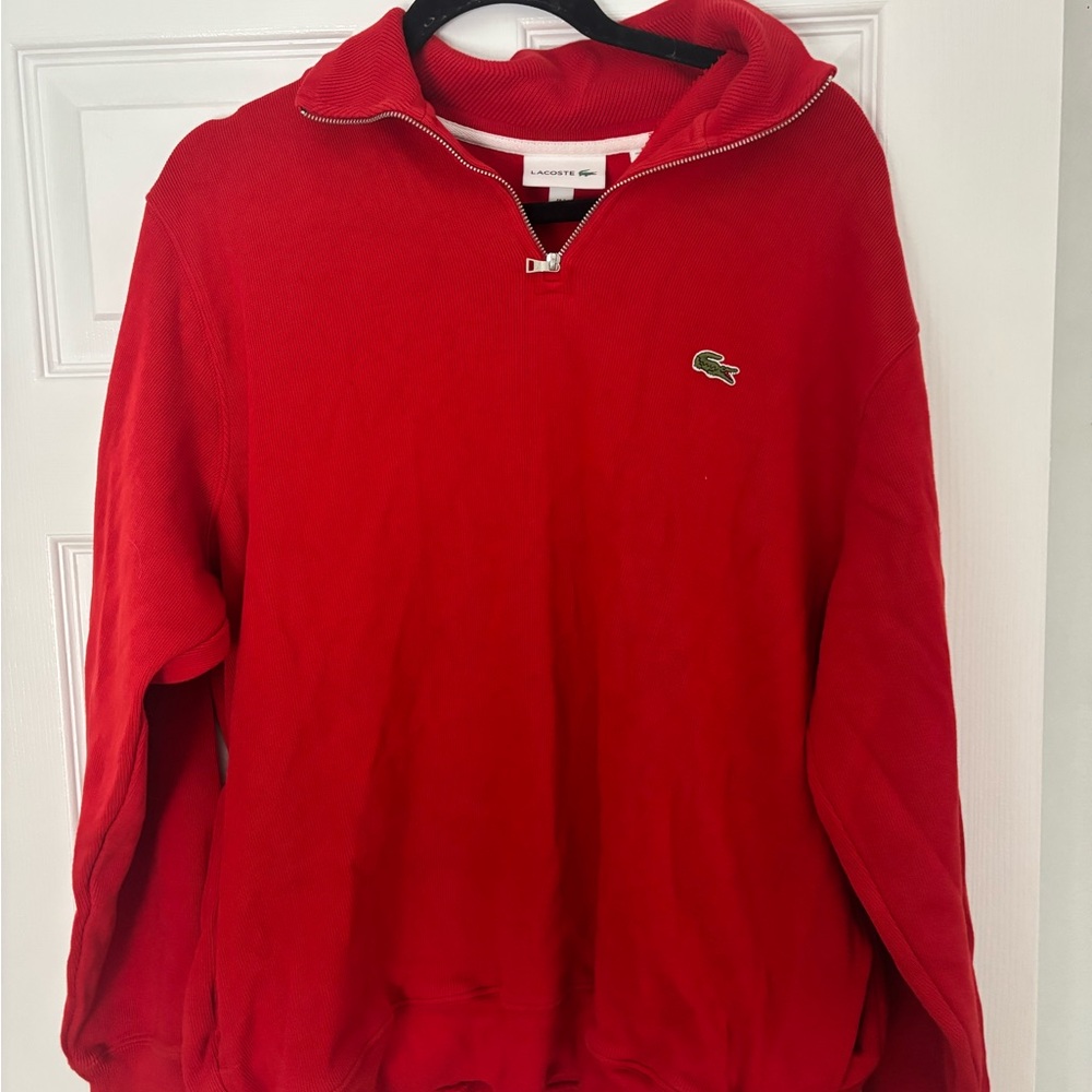 Lacoste Vibrant Red Zip-Up Top